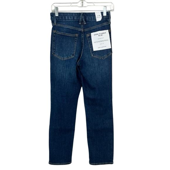NWT Good American Good Classic Slim Straight Jeans sz 25 0 Medium Blue Stretch - Picture 3 of 11